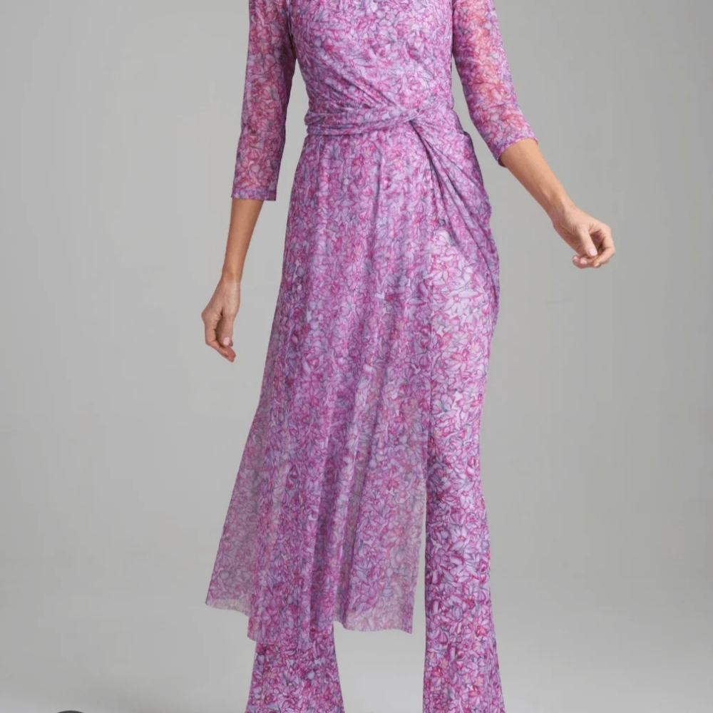NWT Ala von Auersperg Lavender Floral Mesh Overlay Set – M – Dress + Pants